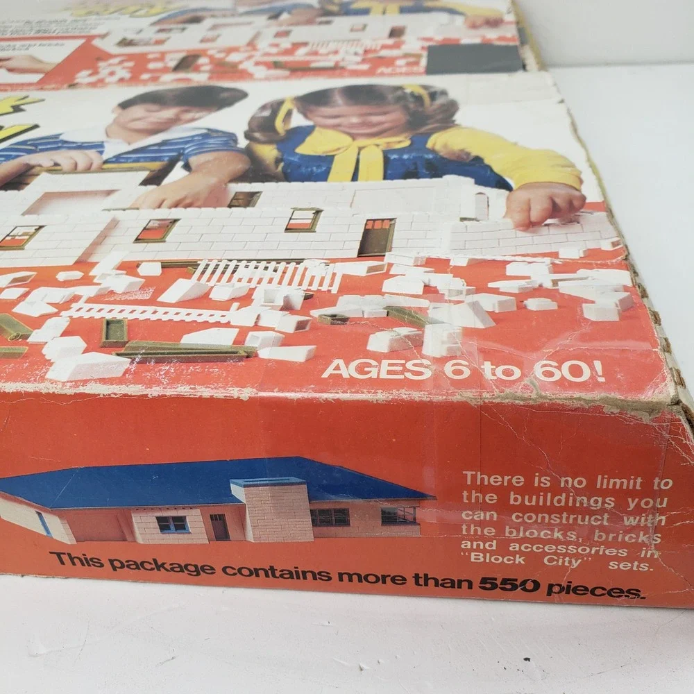 2 Boxes Vintage Block City B-1000 The Villager Plastic Building Sets Uncounted